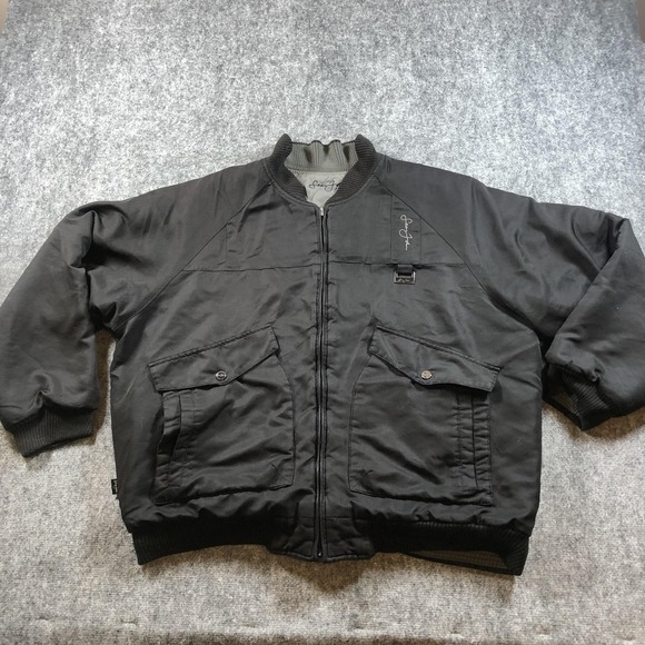 Sean John Jacket Mens 2XL Black Bomber Full Zip Hip Hop Embroidered Puff Coat - Picture 1 of 6